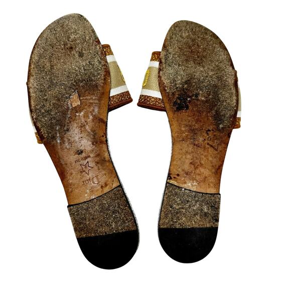 Christian Dior Dway Baobab Lurex Slides Brown Gold Embroidered Mules Size EU 39 - Picture 6 of 8